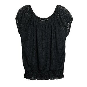 Kristin Nicole Black Women's Size M All Over Lace Casual Top‎ Blouse Shirt